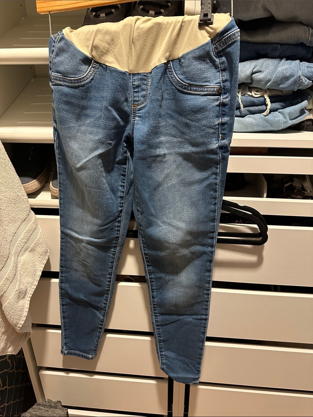 Target Blue Denim Jeggings with Beige Waist Panel